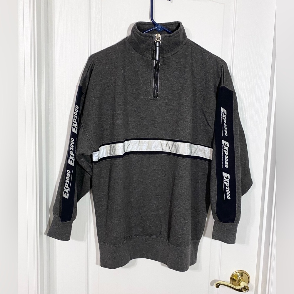Y2K Express Athletique EXP2000 Quarter Zip Sweatshirt Gray XS Vintage